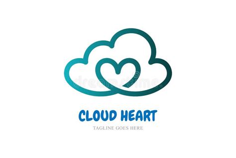 Simple Minimalist Cloud Love Heart Line Outline Logo Design Vector