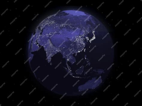 Premium Photo | Detailed illustration of earth at night from satellite view