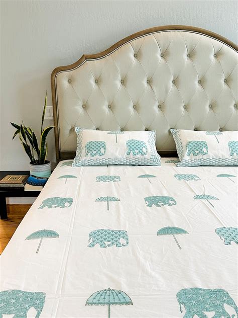 King Size Cotton Bed Sheets Set, Hand Blockprint King Size Bedspread, King Bedcover, Flat Sheet ...