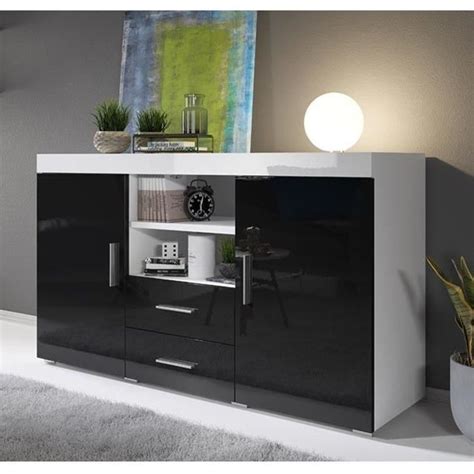 Buffet Noir Et Blanc Laque Achat Vente Pas Cher