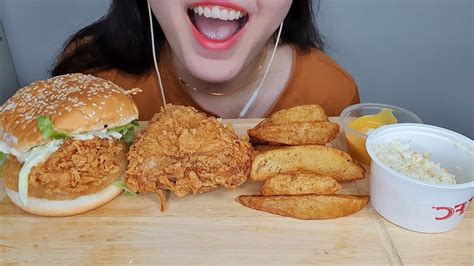 Asmr Kfc Zinger Surf N Turf Burger Fried Chicken Cheesy Wedges Asmr