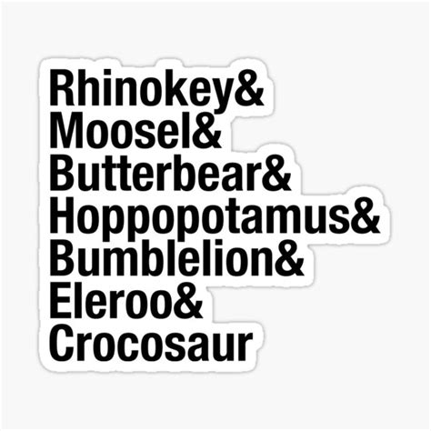 "The Wuzzles character typography list" Sticker for Sale by azule1 | Redbubble