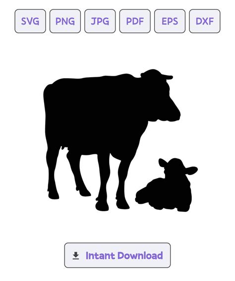 Cow and Calf Silhouette SVG, Cow Svg, Cow Dxf, Eps, Cow Cricut, Cow ...