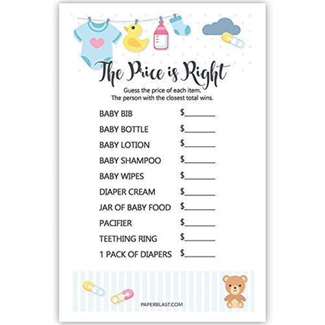 Price Is Right Baby Shower Game With Free Printable 59 Off