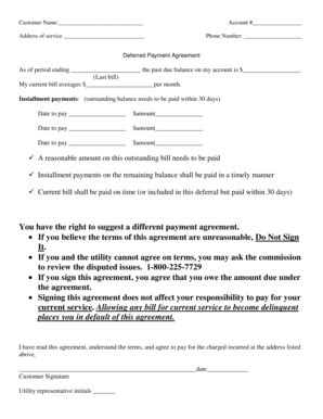 Deferred Payment Agreement Template Fill Online Printable Fillable