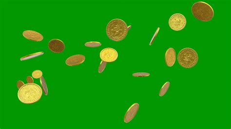 Gold Coins Falling Green Screen Spinning Coin Effect Greenscreen