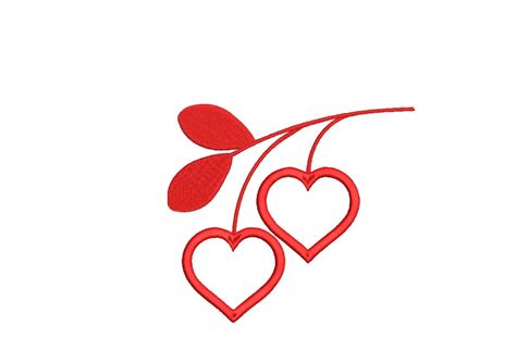 Two Hearts Embroidery Design Cherry Embroidery Design Sizes Etsy