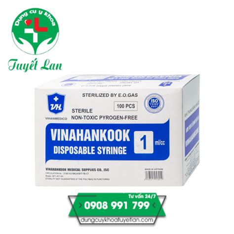 Bơm Tiêm 1ml Kim 26G 1 2 VINAHANKOOK Bơm Tiêm Sử Dụng 1 Lần 1cc