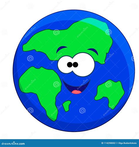 Funny Cartoon Earth. Vector Illustration Isolated on White Background ...