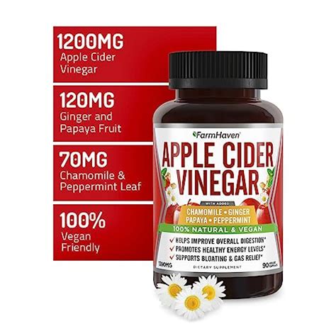 Apple Cider Vinegar Capsules With Ginger Papaya And Chamomile 1390mg Improves Digestion