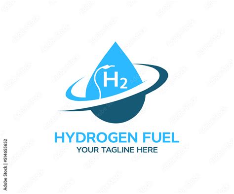 Fototapeta Hydrogen fuel logo design. Fuel cell Hydrogen Car at hydrogen gas station ...