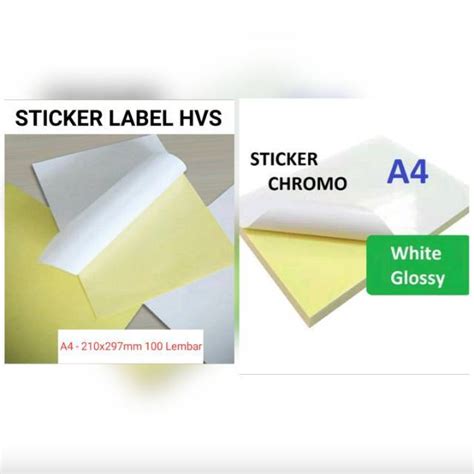 Kertas Stiker HVS A4 90gsm Doff Cromo A4 120gsm Sticker Paper 100