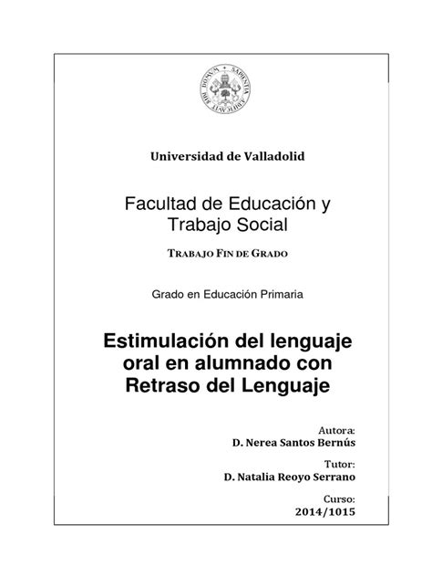 Estimulacion Del Lenguaje Oral Pdf Aquisición De Idioma Maestros