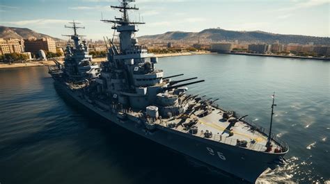 Premium AI Image | Closeup view of Us battleship USS Missouri