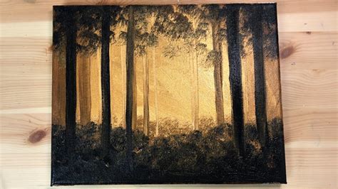 Acrylic Painting Gold Forest Painting For Beginners Acrylic Easy