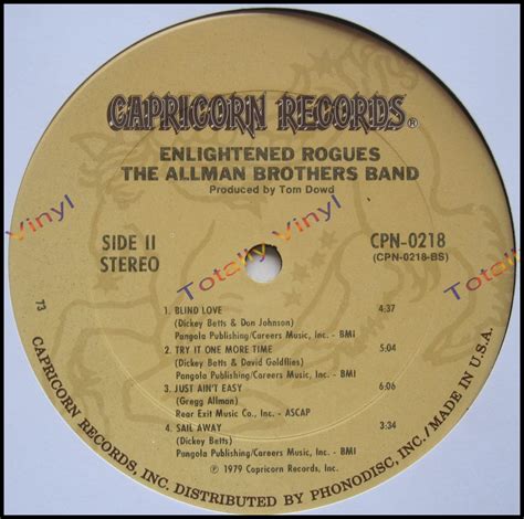 Totally Vinyl Records Allman Brothers Band The Enlightened Rogues Lp