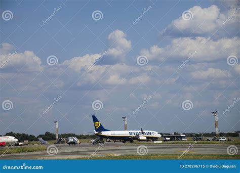 BUCHAREST ROMANIA CIRCA 2022 Ryan Air Airplane On Otopeni