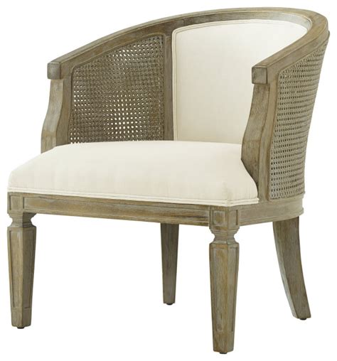 Transitional Accent Chair Cushioned Seat And Curved Cane Backrest