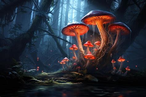 Premium Photo Humid Mushroom Rain Forest Generate Ai