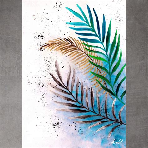 Tropical Palm Leaf Painting Tropical Leaf Wall Art Etsy