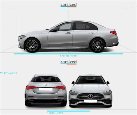 Mercedes Benz C Class 2021 Present Dimensions Side View