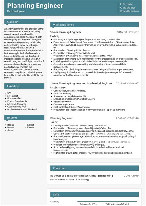 Planning Engineer Resume Samples And Templates Visualcv