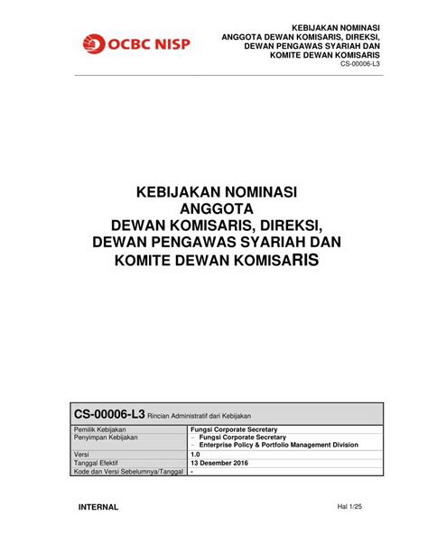 PDF KEBIJAKAN NOMINASI ANGGOTA DEWAN KOMISARIS DIREKSI DEWAN