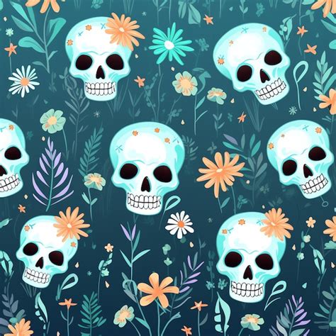 Premium AI Image Beautiful Watercolor Skull Digital Paper Scarpbook