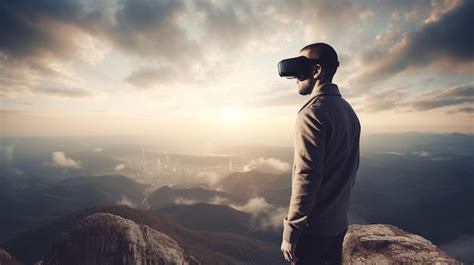 Premium AI Image A Man In Virtual Reality Glasses In A Mind Blowing