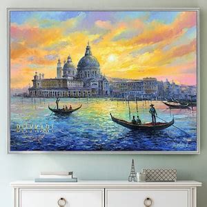 Venice Canal Oil Painting Original Paintings of Italy Venice Wall Art Gondola Oil Painting ...