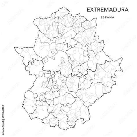 Geopolitical Vector Map Of The Autonomous Community Of Extremadura With