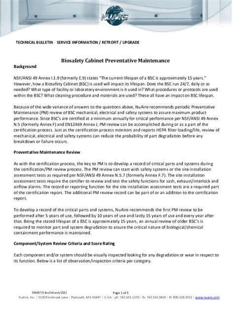 Fillable Online Class II Biosafety Cabinets As Specified In NSF ANSI