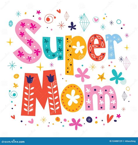 Super Mom Decorative Lettering Type Mothers Day Stock Vector