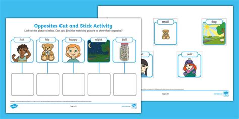 Opposites Cut And Stick Activity Sheet Twinkl Twinkl