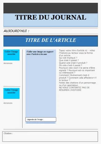 Modèles d article de presse Articles de journal à remplir Gratuit