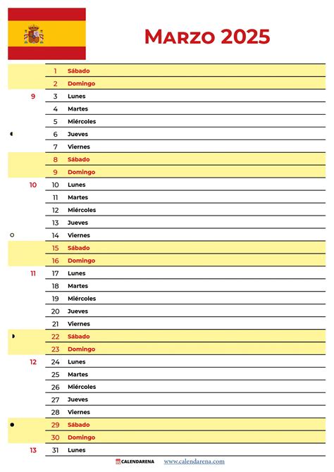 Calendario Marzo 2025 España Para Imprimir