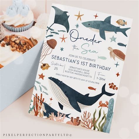 Editable Oneder The Sea St Birthday Party Invitation Under The Sea St