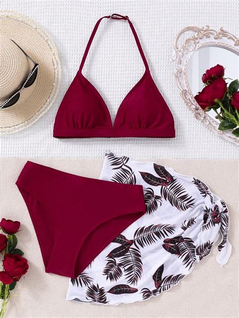 Shein Conjunto De Mai Bikini Pe As Para Adolescente Cor