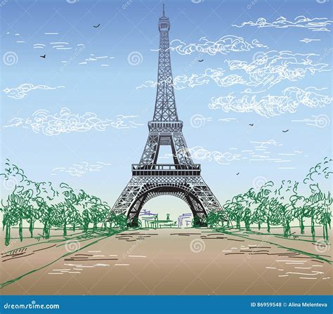 Torre Eiffel Desenho Colorido