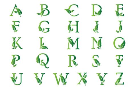 Alphabet Leaf Nature Logo Set Design Graphic by vectoryzen · Creative ...