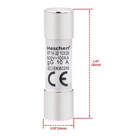 Heschen Cylindrical Ceramic Tube Fuse Link RT18 32 RO15 10 38 Mm 2A