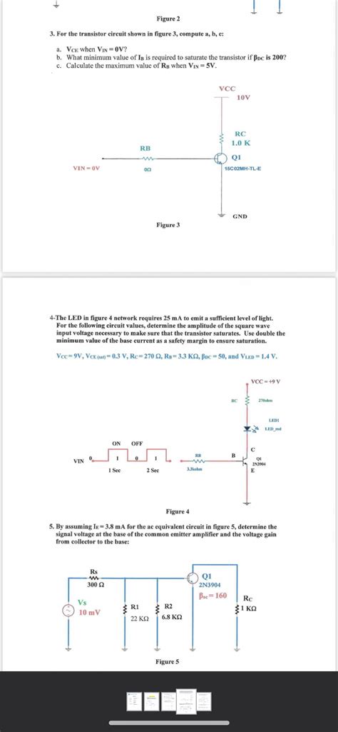 3 For The Transistor Circuit Shown In Figure 3 Chegg