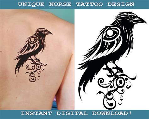 Black Raven Tattoo Design Instant Digital Download Transparent ...