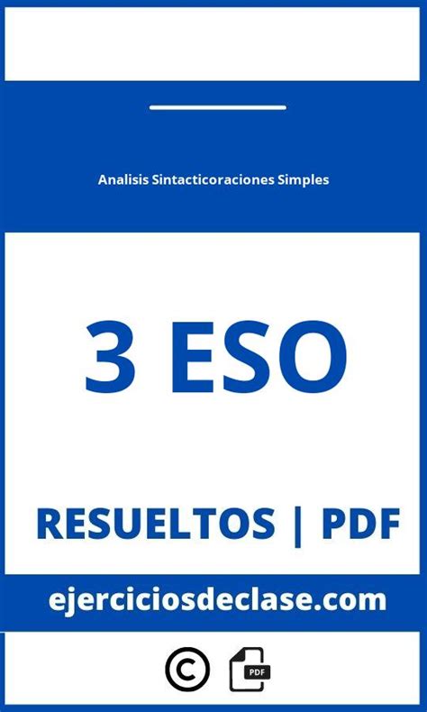 Ejercicios Resueltos Analisis Sintactico Oraciones Simples O Eso Pdf