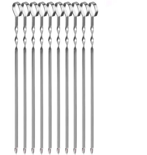 Barbeque Stainless Steel Skewers BBQ Long Grill Sticks10pcssilver