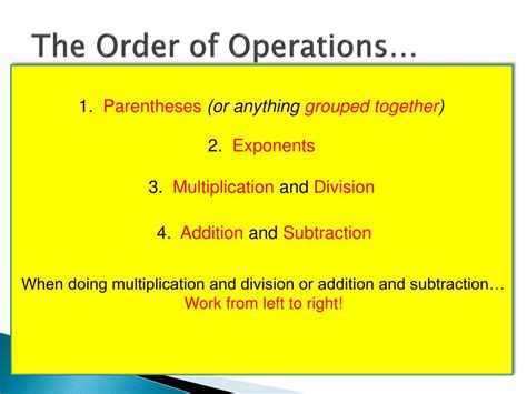 Ppt The Order Of Operations Powerpoint Presentation Free Download