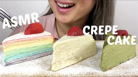 Asmr No Talking Crepe Cake Rainbow Durian And Matcha Eating Sounds Ne Lets Eat Youtube