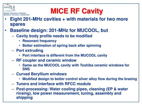 Ppt Mhz Rf Cavity Construction Plan For Mice Derun Li Center