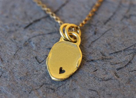 Solid Gold Necklace Heart Necklace Gold Charm Necklace 18k | Etsy