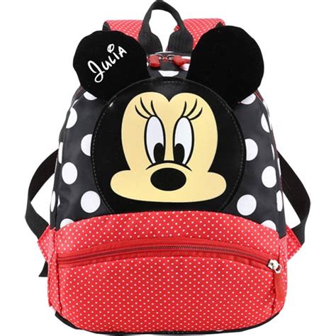 Sac Dos Maternelle Disney Personnalis Minnie Noir Et Rouge